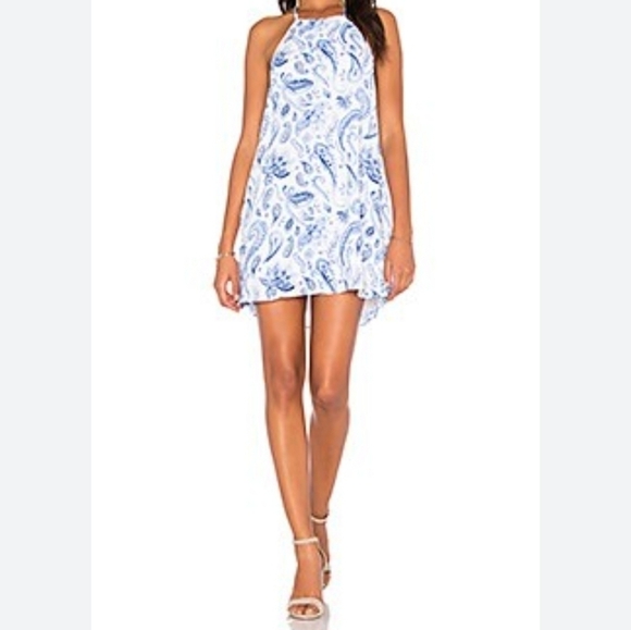 Show Me Your Mumu Blue and White Halter Dress Sz M - Picture 2 of 11